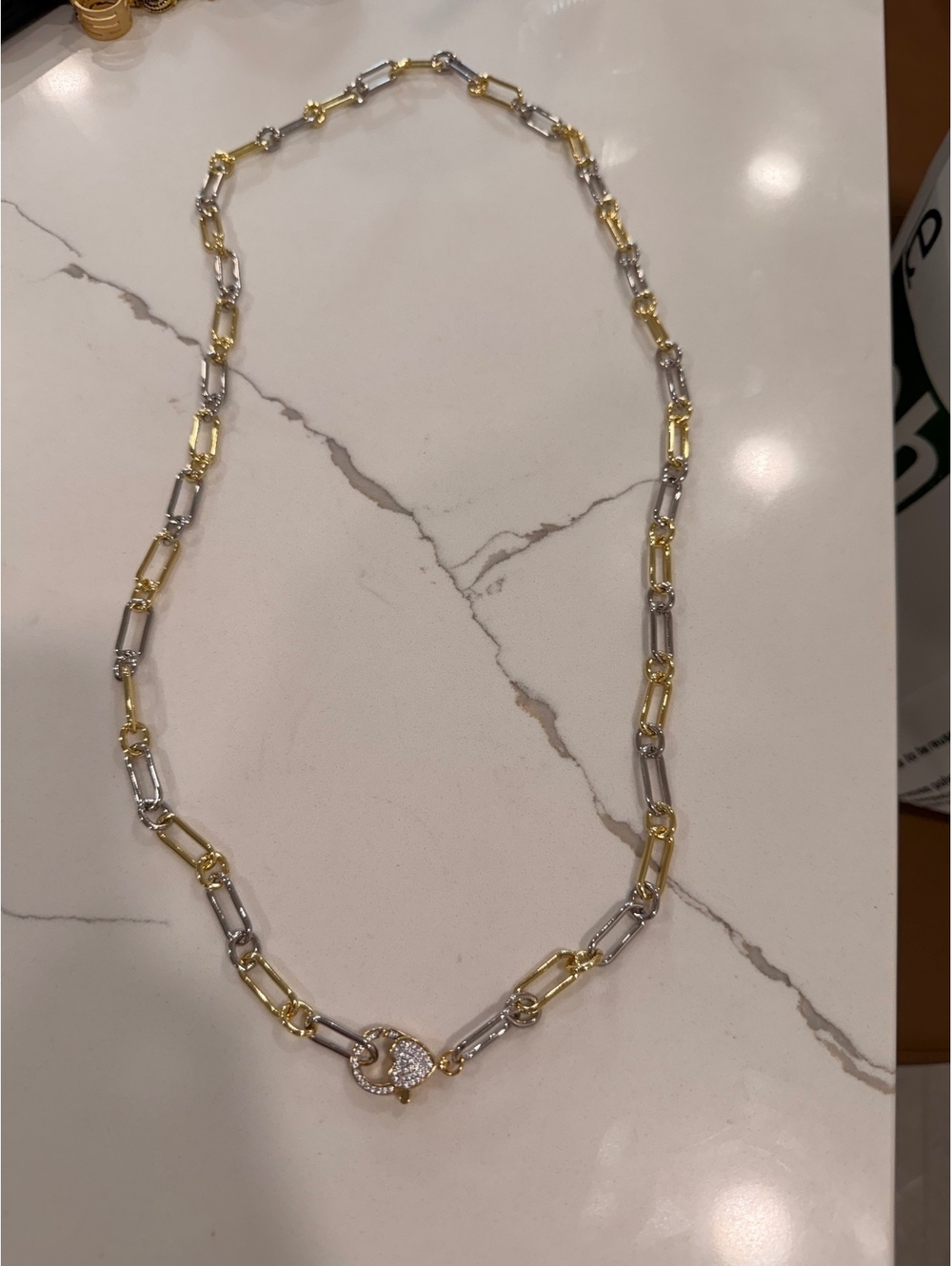 34 inch chain necklace gold/silver over brass